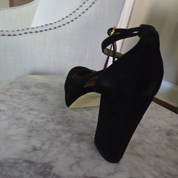 Cole Haan Women's Remi Black Suede Platform Block Heel Pumps - Picture 7 of 12